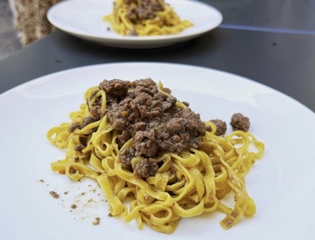 Tagliatelle with meat sauce in Emilia Romagna region